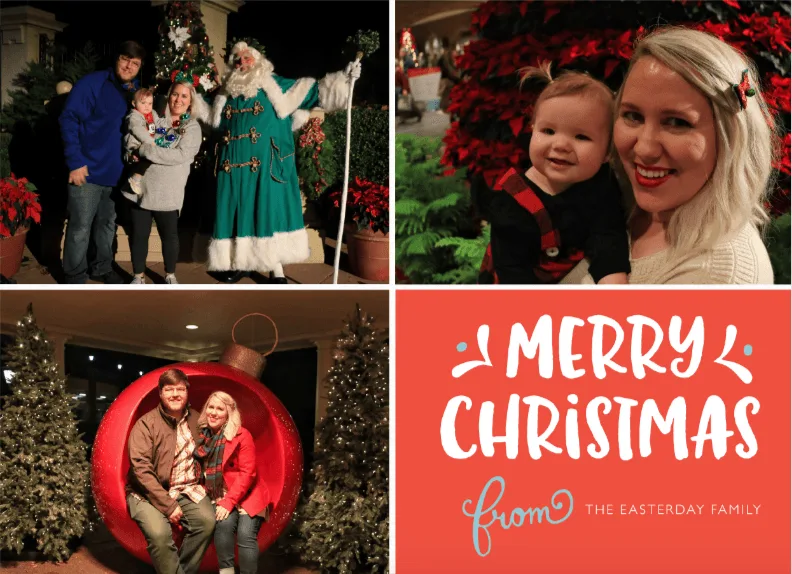 A holiday card template with space for a family photo